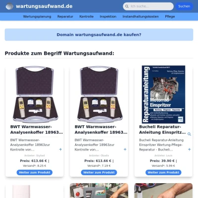 Screenshot wartungsaufwand.de