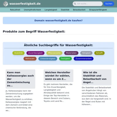 Screenshot wasserfestigkeit.de