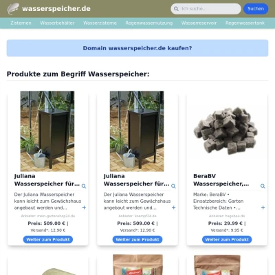 Screenshot wasserspeicher.de