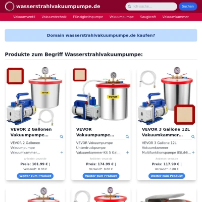 Screenshot wasserstrahlvakuumpumpe.de