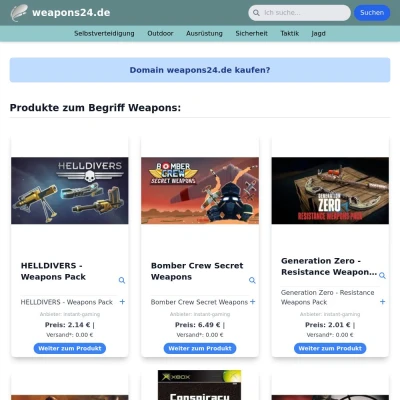 Screenshot weapons24.de