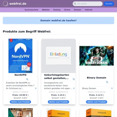 Screenshot webfrei.de