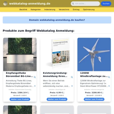 Screenshot webkatalog-anmeldung.de