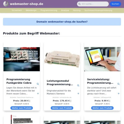 Screenshot webmaster-shop.de