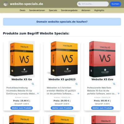 Screenshot website-specials.de