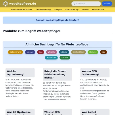 Screenshot websitepflege.de