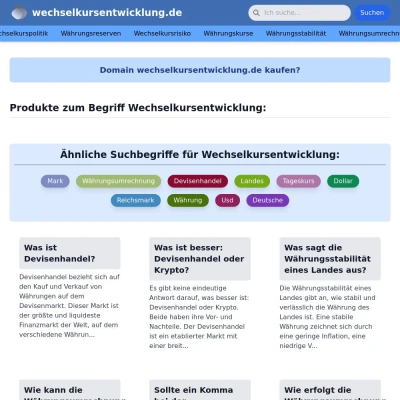 Screenshot wechselkursentwicklung.de