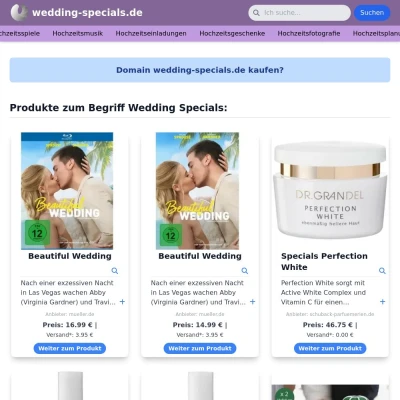 Screenshot wedding-specials.de