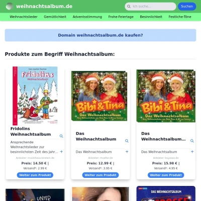 Screenshot weihnachtsalbum.de