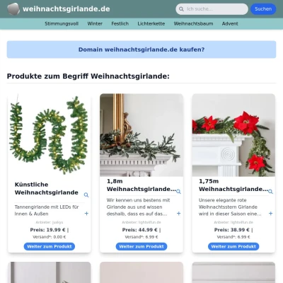 Screenshot weihnachtsgirlande.de