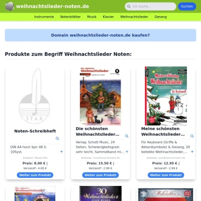 Screenshot weihnachtslieder-noten.de