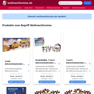 Screenshot weihnachtsreise.de