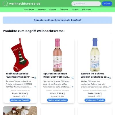 Screenshot weihnachtsverse.de