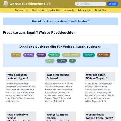 Screenshot weisse-rueckleuchten.de