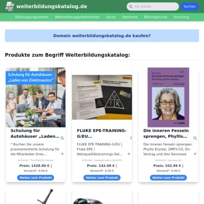 Screenshot weiterbildungskatalog.de