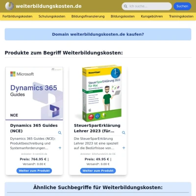 Screenshot weiterbildungskosten.de