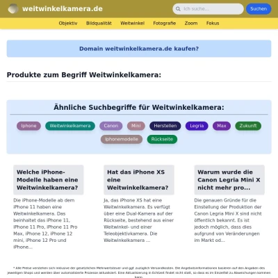 Screenshot weitwinkelkamera.de