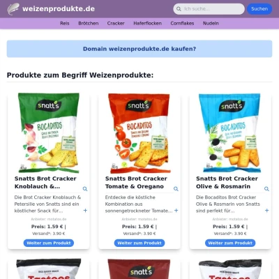 Screenshot weizenprodukte.de