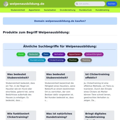 Screenshot welpenausbildung.de