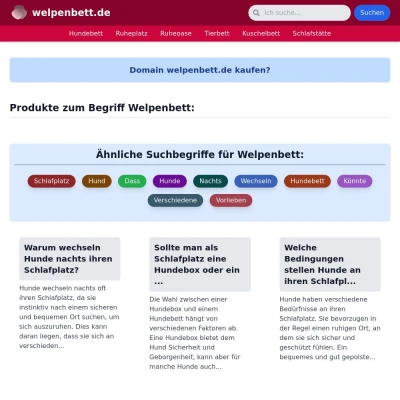 Screenshot welpenbett.de