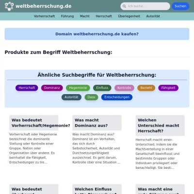 Screenshot weltbeherrschung.de