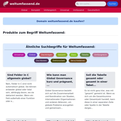 Screenshot weltumfassend.de