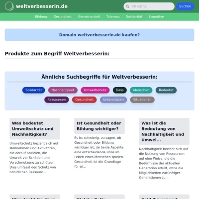 Screenshot weltverbesserin.de