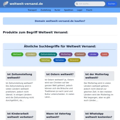 Screenshot weltweit-versand.de