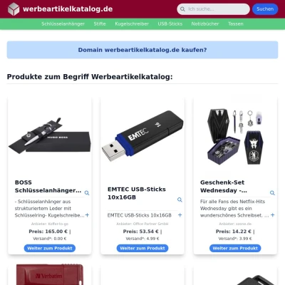 Screenshot werbeartikelkatalog.de