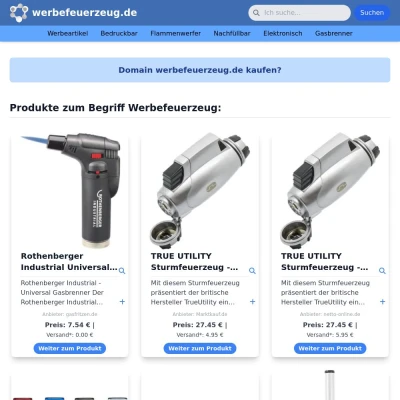 Screenshot werbefeuerzeug.de