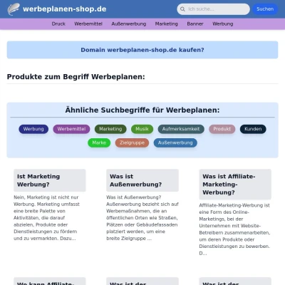 Screenshot werbeplanen-shop.de