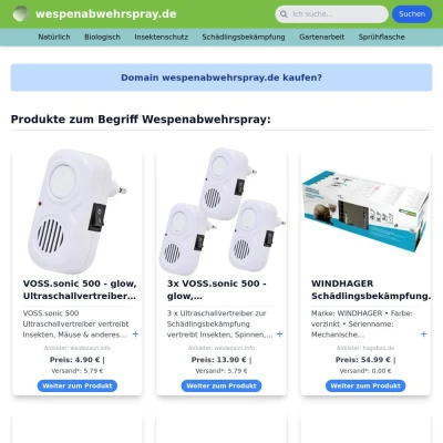 Screenshot wespenabwehrspray.de