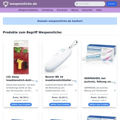 Screenshot wespenstiche.de