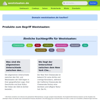 Screenshot weststaaten.de