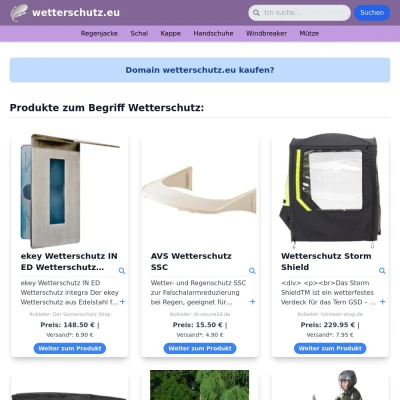 Screenshot wetterschutz.eu