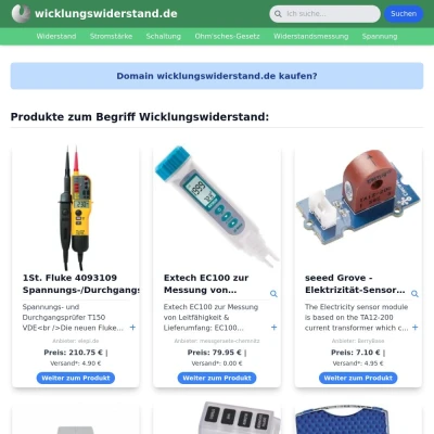 Screenshot wicklungswiderstand.de