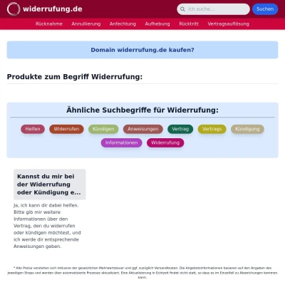 Screenshot widerrufung.de