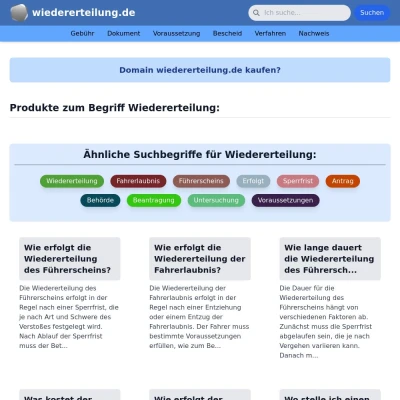 Screenshot wiedererteilung.de