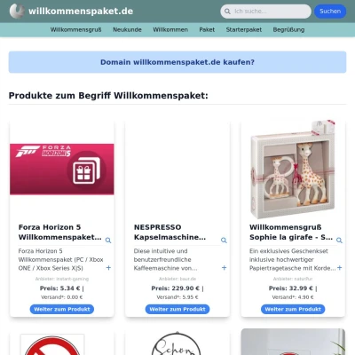 Screenshot willkommenspaket.de