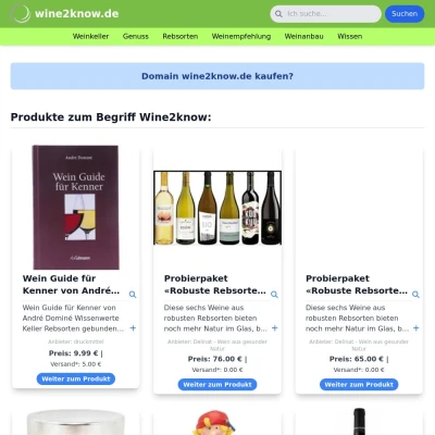 Screenshot wine2know.de