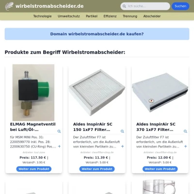 Screenshot wirbelstromabscheider.de