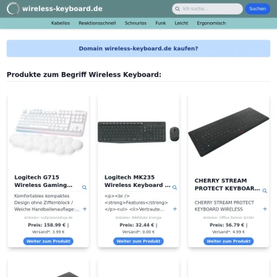 Screenshot wireless-keyboard.de