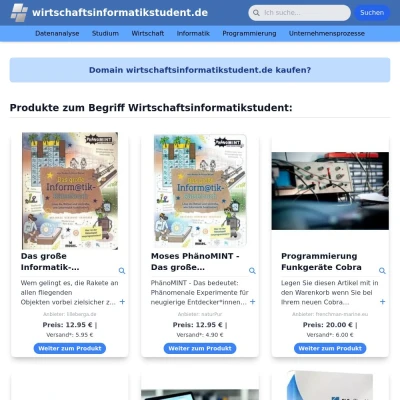 Screenshot wirtschaftsinformatikstudent.de