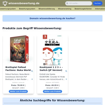 Screenshot wissensbewertung.de