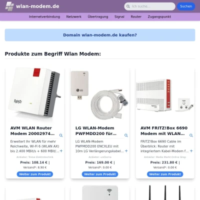 Screenshot wlan-modem.de
