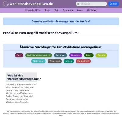 Screenshot wohlstandsevangelium.de