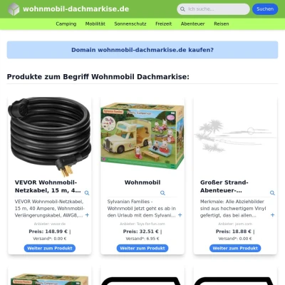 Screenshot wohnmobil-dachmarkise.de