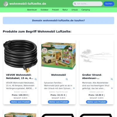 Screenshot wohnmobil-luftzelte.de