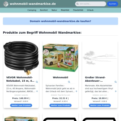 Screenshot wohnmobil-wandmarkise.de