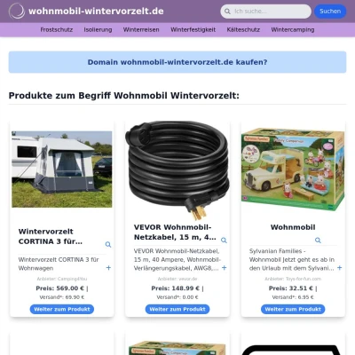 Screenshot wohnmobil-wintervorzelt.de